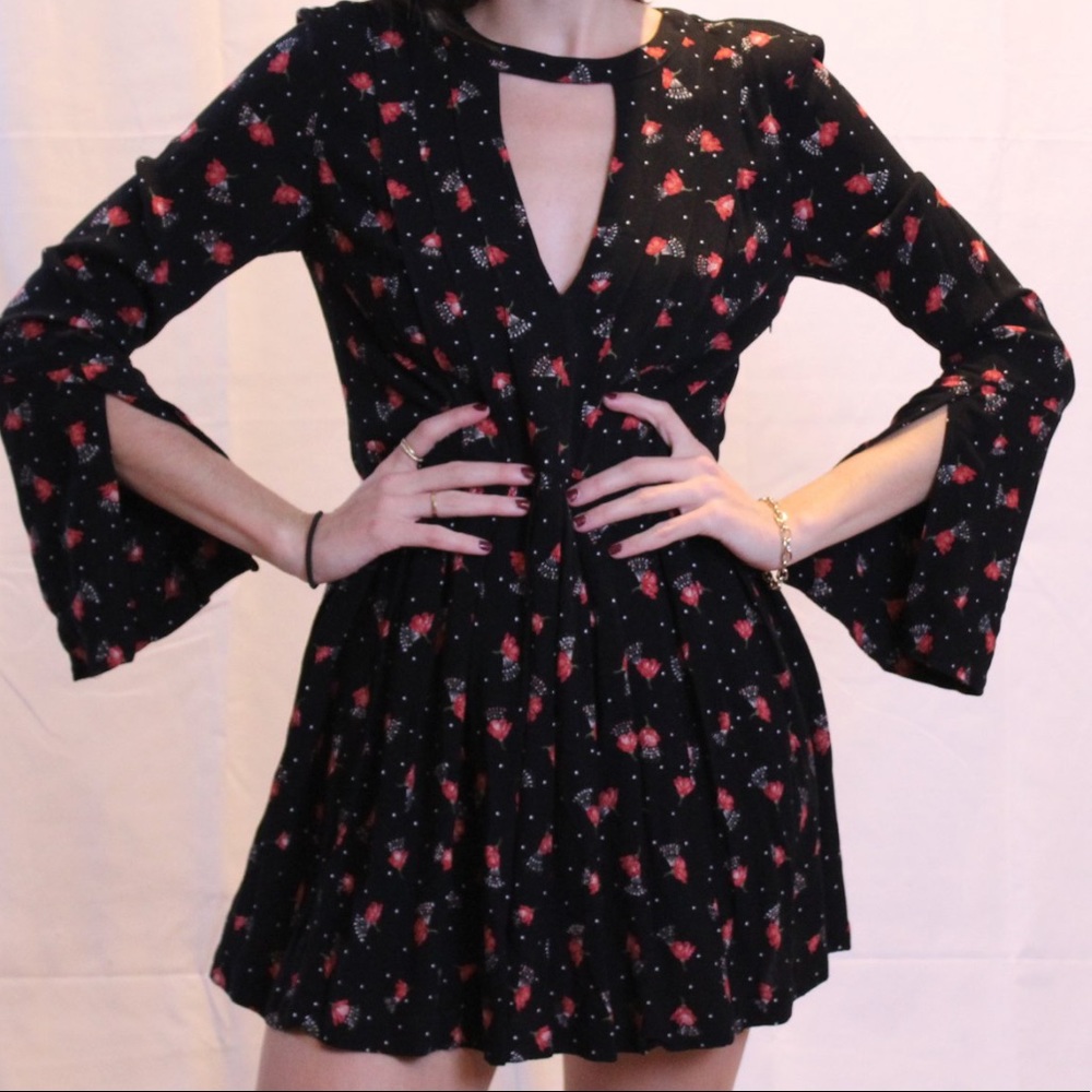 Free People Babydoll Dress with Rose Detail